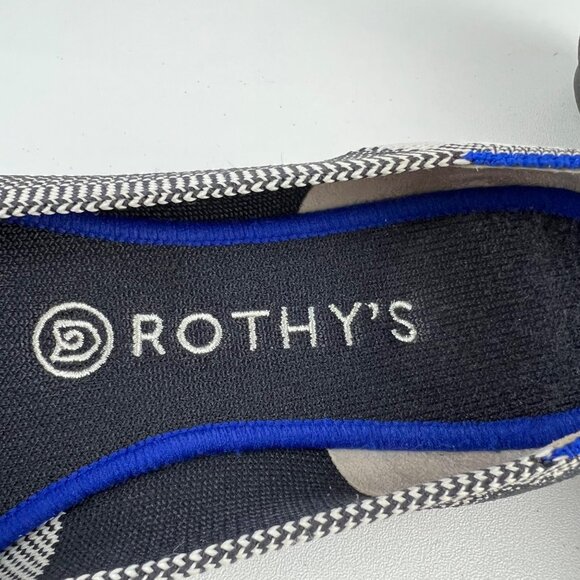 Rothys Womens Cap Toe Buffalo Plaid Round Toe Ballet Flat Black White size 7.5 - Picture 11 of 15